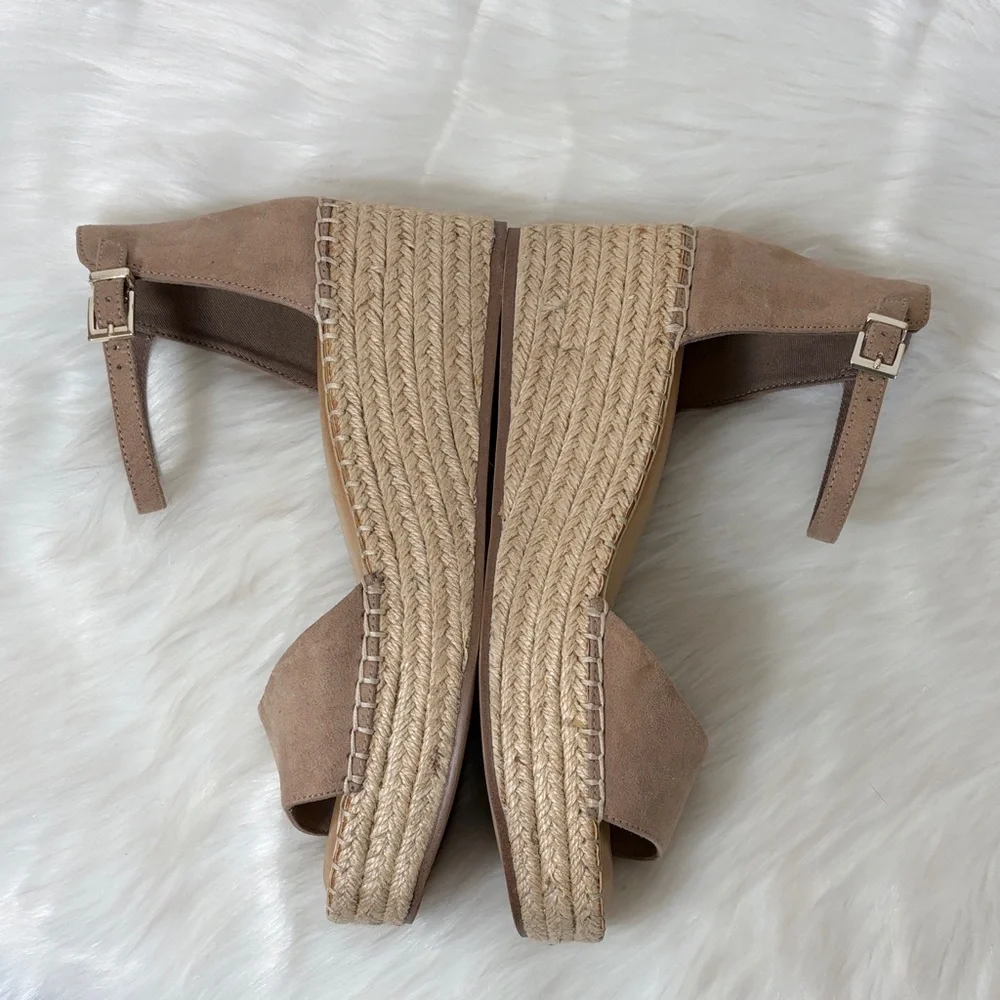 Kelly & Katie Tan Espadrille Wedge Sandals with Ankle Strap